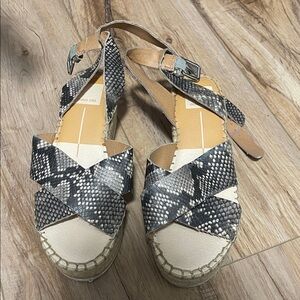 Dolce Vita Snake-Print Espadrille Wedge Sandals - Black/Gray
